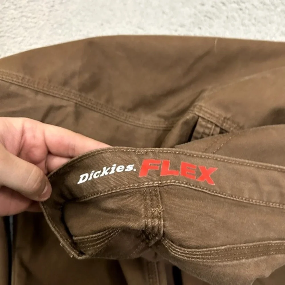 Dickies Pants Mens 42x32 Brown‎ Faded Carpenter Canvas Work Wear Flex Stretch